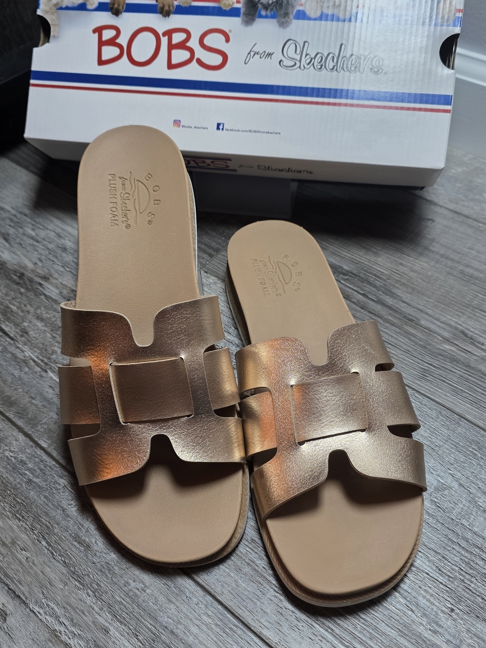 Sketchers Women's BOBS Desert Kiss Low Peak Look Slide Sandals Sz 10 *NWB